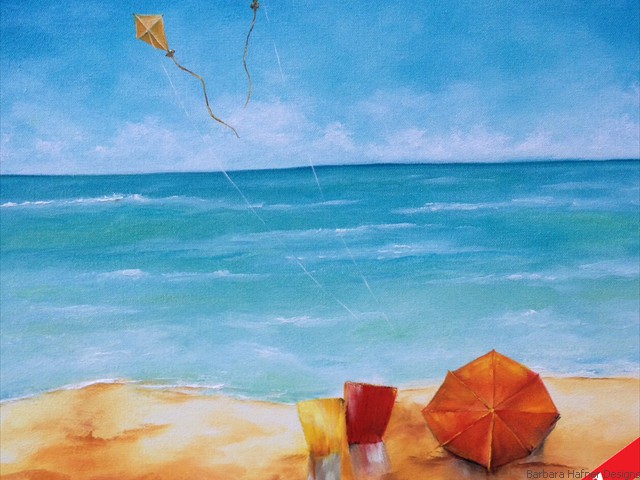 A Day at the Beach<br/>20" x 20"<br/>Barbara Hafner