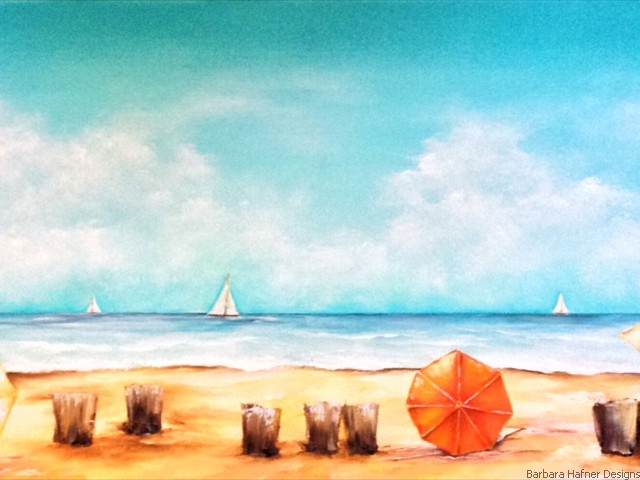 A Day at the Beach II<br/>12" x 30"<br/>Barbara Hafner