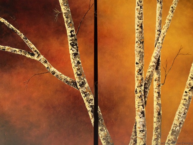 Fall Birch<br/>40" x 40"<br/>Barbara Hafner