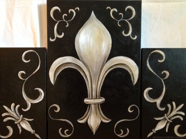 Fleur d Lis Triptych<br/>24" x 80"<br/>Barbara Hafner and Maxine Gillilan
