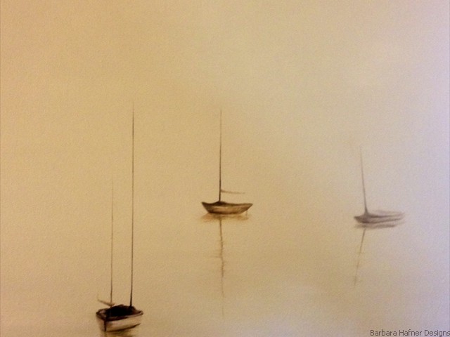 Misty Harbor Morning<br/>18" x 24"<br/>Barbara Hafner