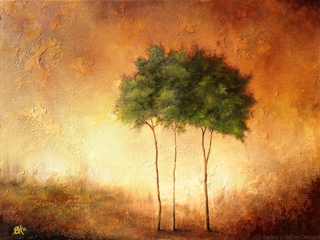 Old World Trees<br/>24" x 24"<br/>Barbara Hafner