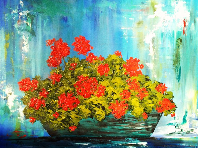 Rainy Day Geranium<br/>24" x 30"<br/>Barbara Hafner