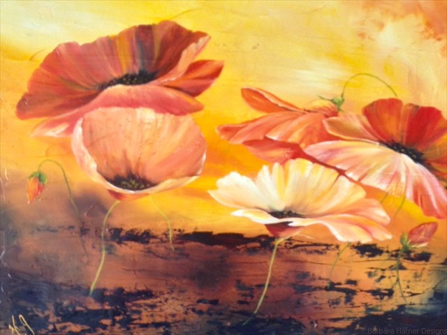 Bright Red Poppies<br/>Oil<br/>Maxine Gillilan