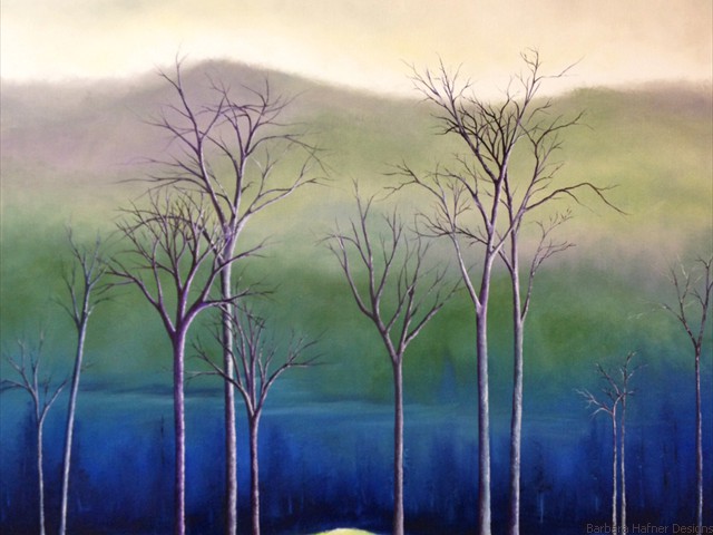 Smokey Mountain Morning<br/>24" x 24"<br/>Barbara Hafner