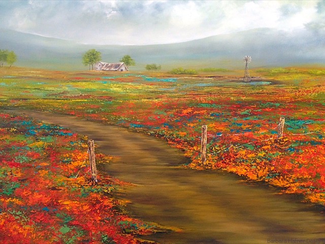 Spring Rain<br/>36" x 40"<br/>Barbara Hafner