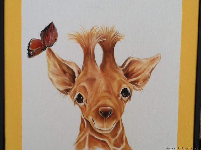 Baby Giraffe and Butterfly<br/>14" x 16"<br/>Maxine Gillilan