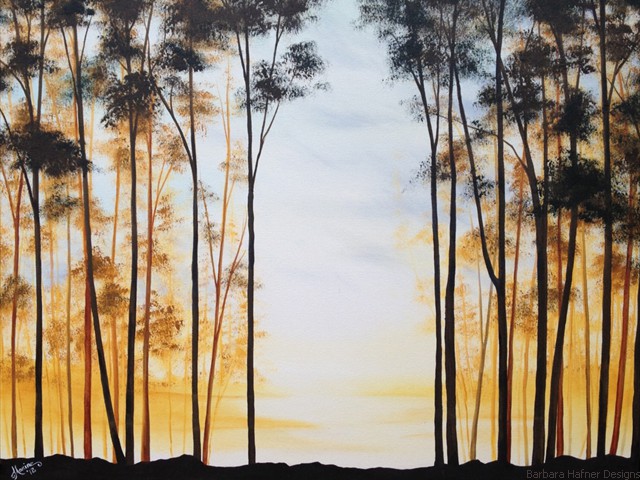 Silhouette Trees I<br/>24" x 30"<br/>Maxine Gillilan
