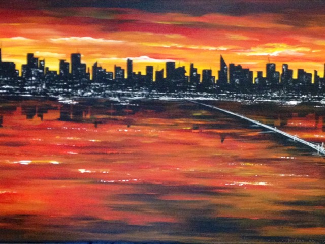 Urban Sunrise<br/>16" x 40"<br/>Maxine Gillilan