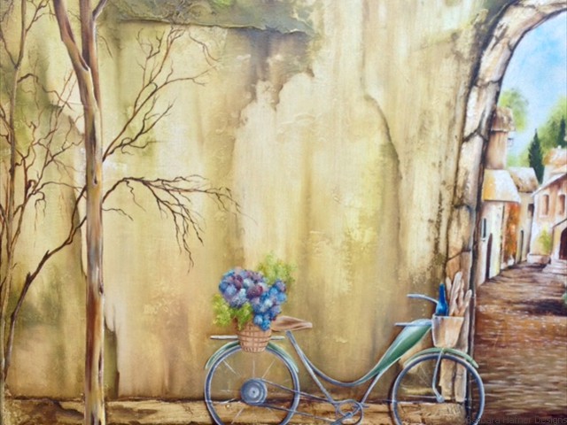 Old World Bicycle<br/>24" x 24"<br/>Maxine Gillilan