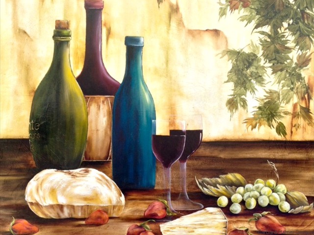 Wine and Cheese<br/>24" x 24"<br/>Maxine Gillilan